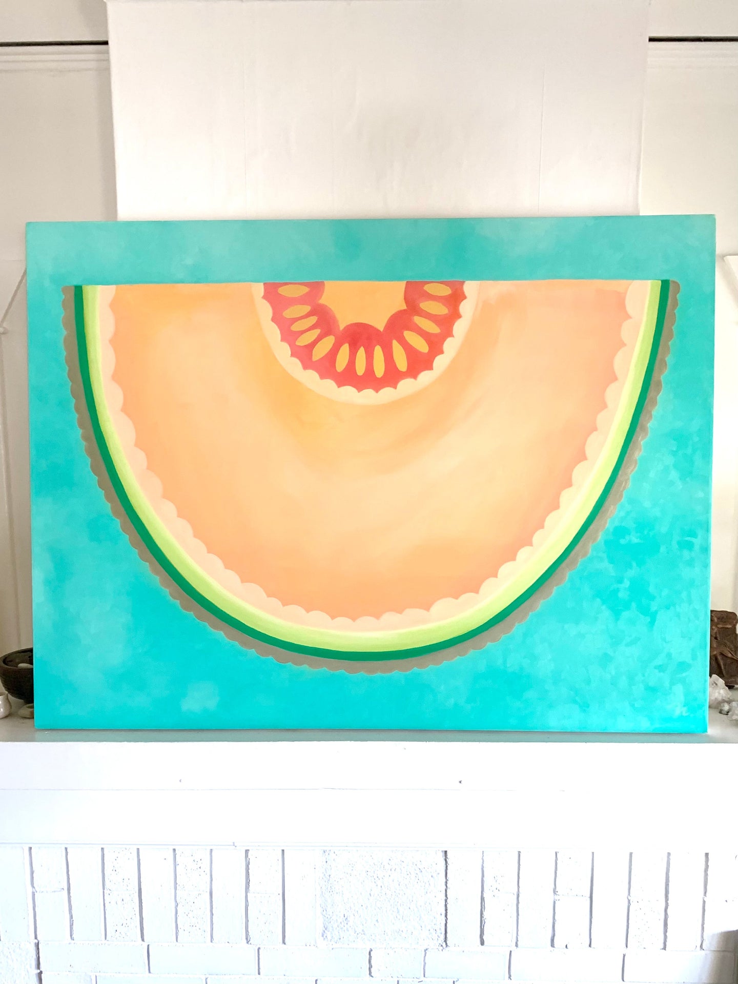 'Juicy Cantaloupe Slice' Giclee On Canvas 36