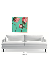 Load image into Gallery viewer, Three Poppy Pods Opening 40" x 40" Painting On Canvas 2003