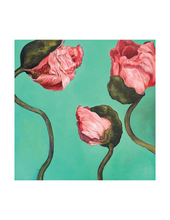 Load image into Gallery viewer, Three Poppy Pods Opening 40" x 40" Painting On Canvas 2003