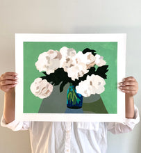 Load image into Gallery viewer, White Peony Bouquet In A Jade Room Giclee