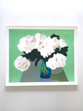 Load image into Gallery viewer, White Peony Bouquet In A Jade Room Giclee