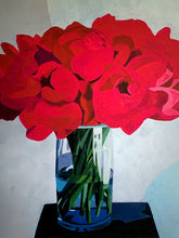 Load image into Gallery viewer, Ruby Red Peony Bouquet Giclee