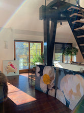 Load image into Gallery viewer, White Peony on Slate Blue 1 Giclee