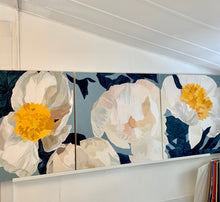 Load image into Gallery viewer, White Peonies on Slate Blue 2 Giclee