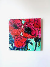 Load image into Gallery viewer, Red Anemones On Jade Giclee
