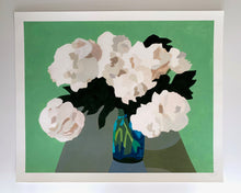 Load image into Gallery viewer, White Peony Bouquet In A Jade Room Giclee
