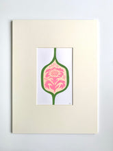 Load image into Gallery viewer, PINK &amp; GREEN BROCADE Original Gouache On Paper With Mat 12 x 16
