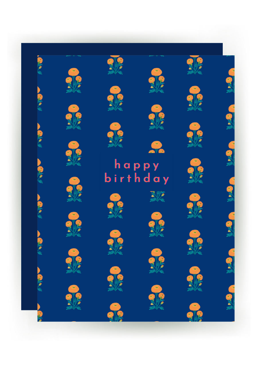 NF OC 08 HB /  'Happy Birthday' Greeting Card (marigolds)