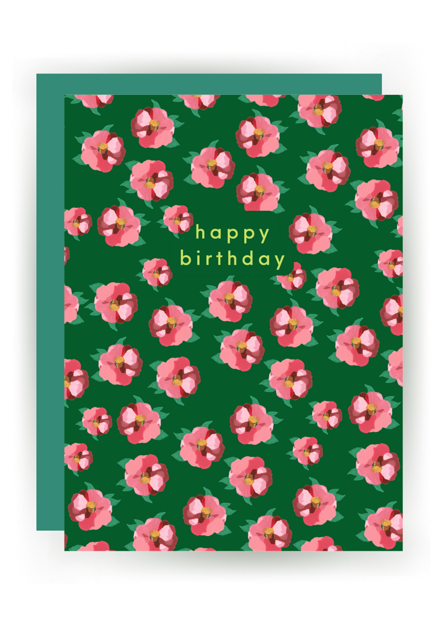 NF OC 37 HB /  'Happy Birthday' Greeting Card (camellias)