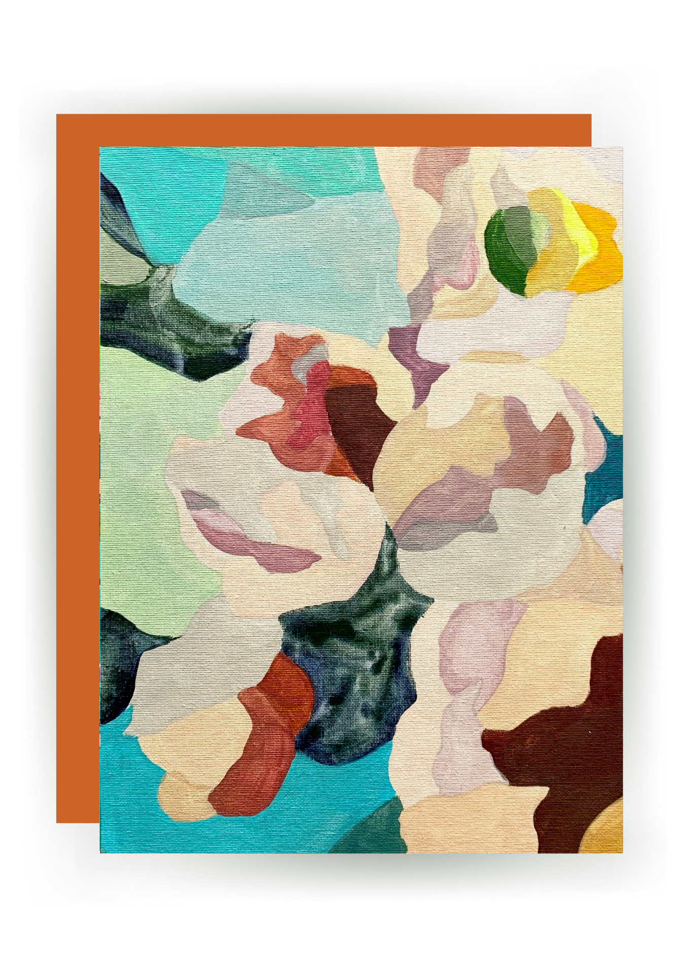 Turquoise Floral Abstraction Greeting Card