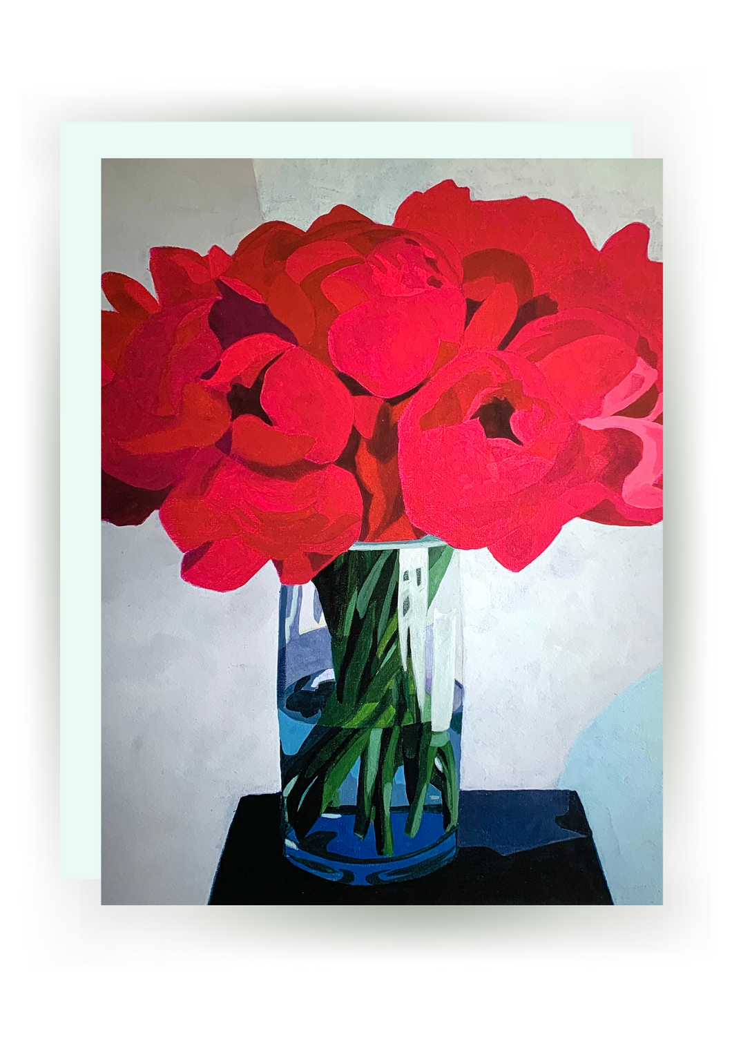 Ruby Red Peony Bouquet Greeting Card
