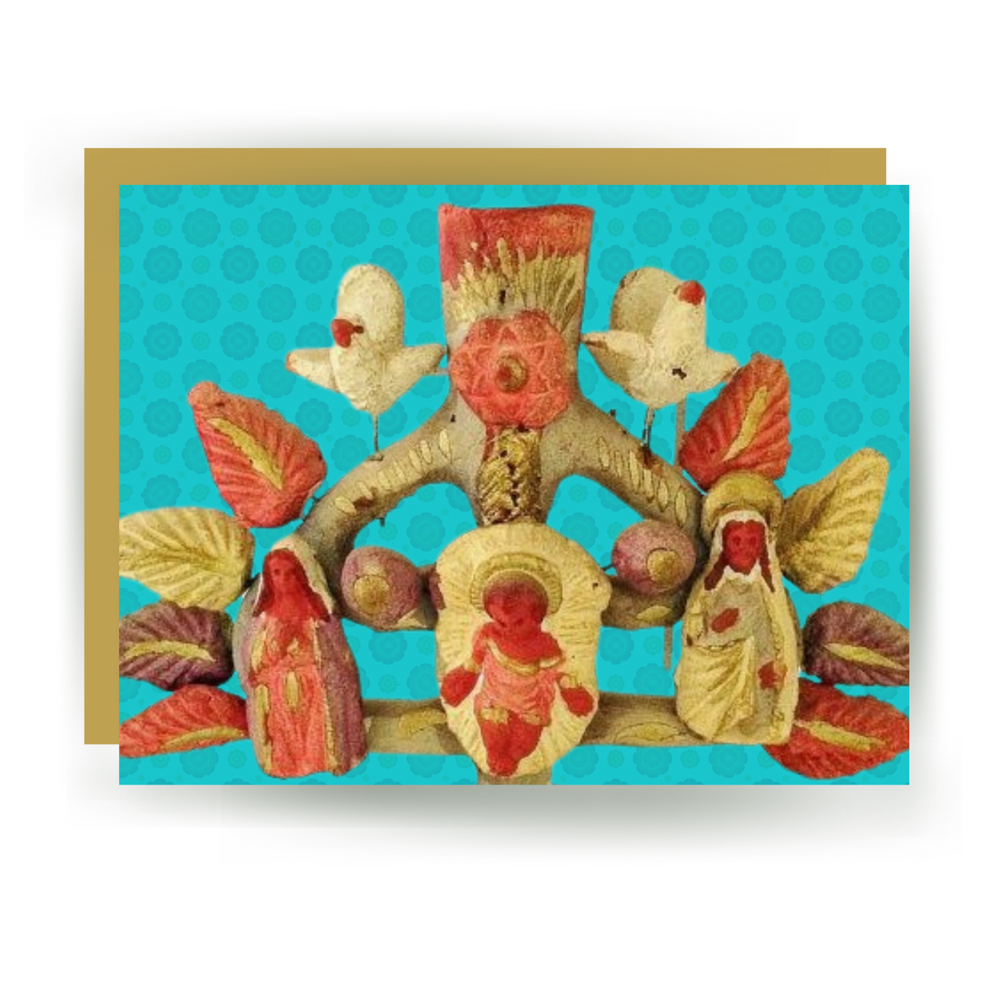 NF H 06 / Turquoise Creche Candelera Greeting Card