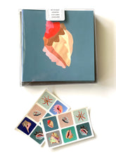 Load image into Gallery viewer, (8) Shell Seekers Assorted Flat Card Boxed Set + Stickers
