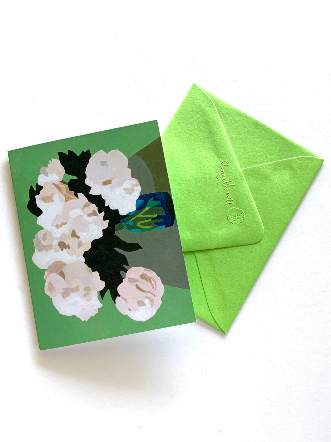 White Peonies Jade Room Greeting Card