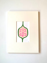 Load image into Gallery viewer, PINK &amp; GREEN BROCADE Original Gouache On Paper With Mat 12 x 16
