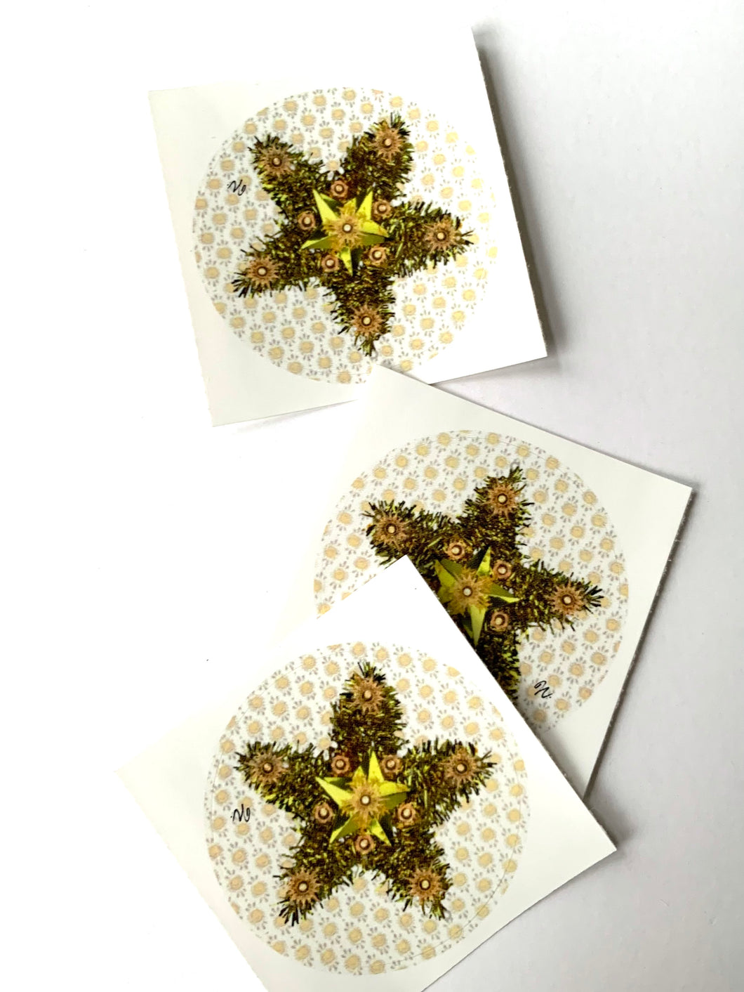 Tinsel Star Sticker Sheet - (4) 1.5
