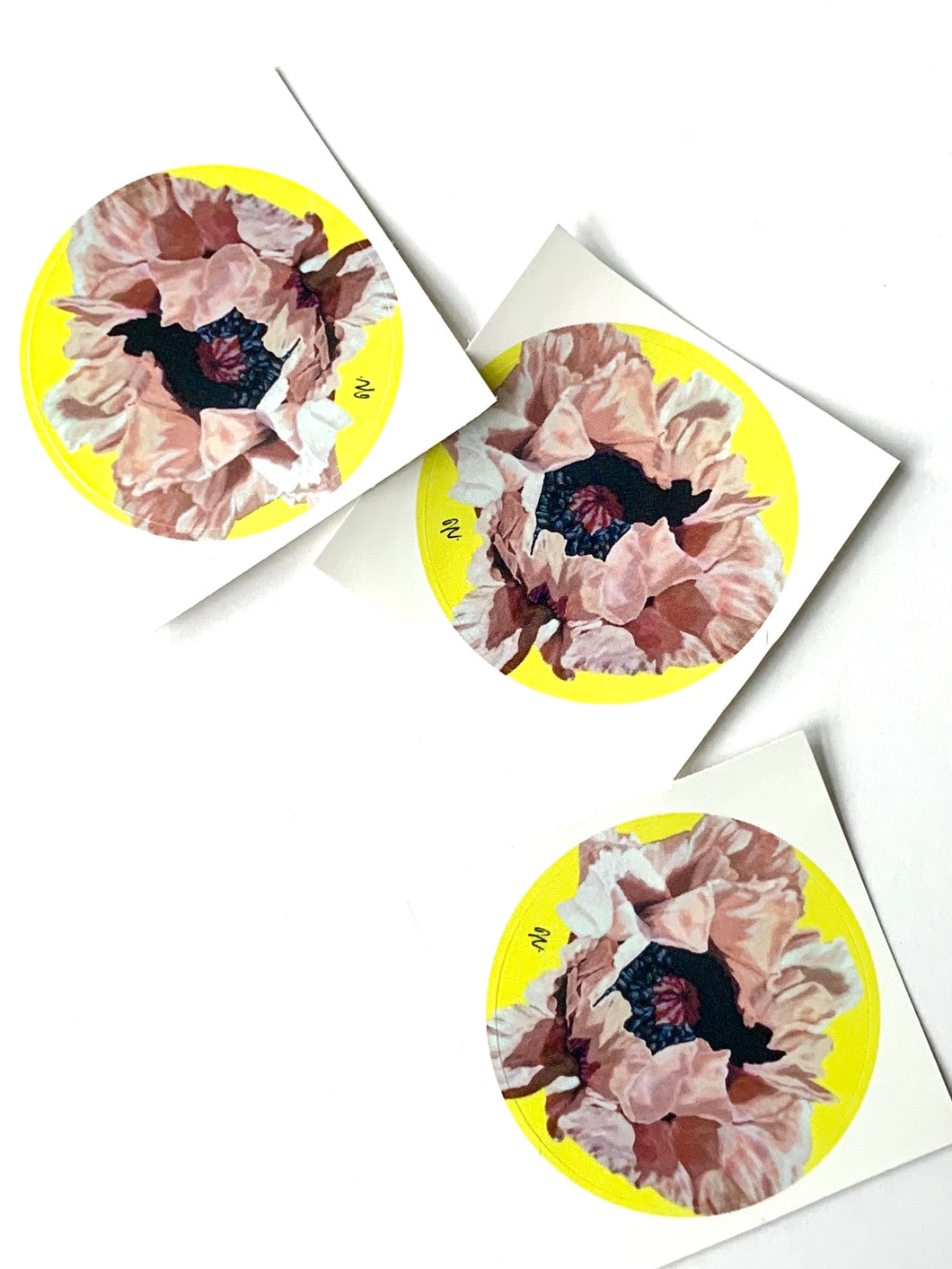 Pink Poppy Sticker Sheet - (4) 1.5