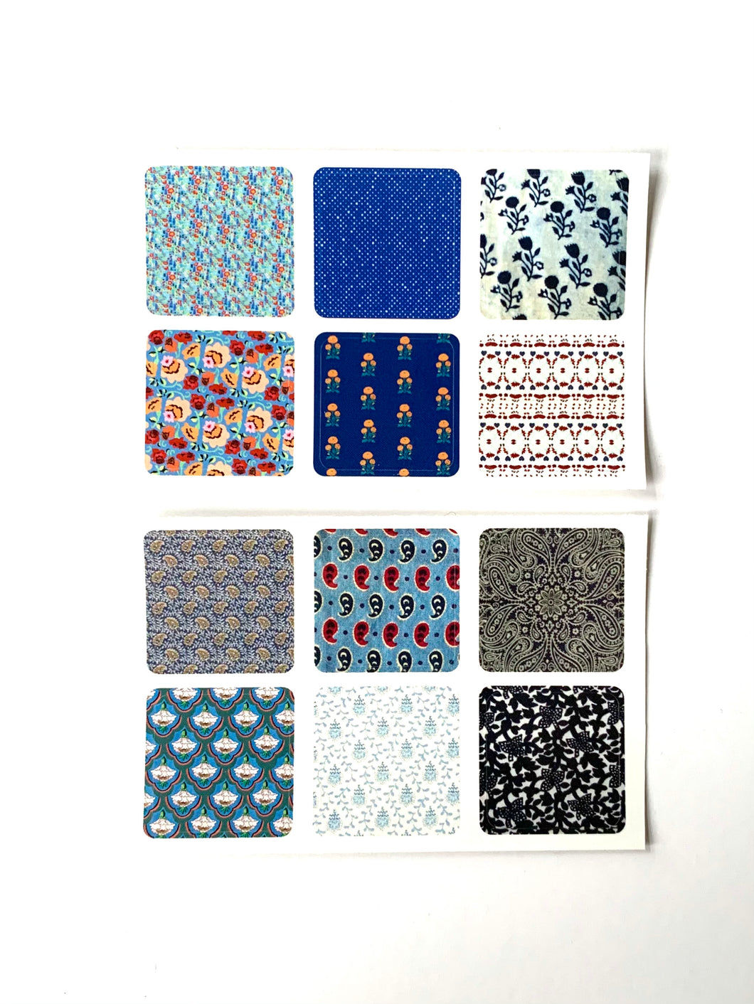 (12) Blue & White Patterns Mini Stickers