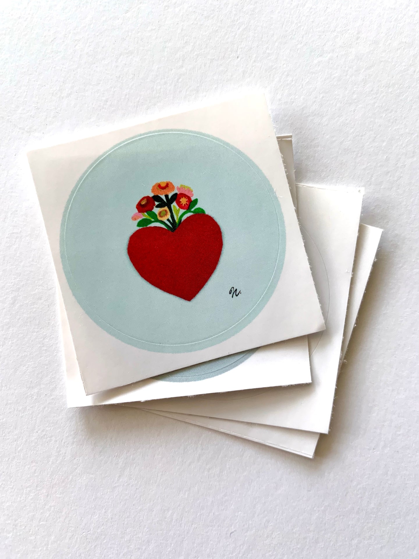 Flowering  Heart Sticker Sheet - (4) 1.5