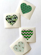 Load image into Gallery viewer, JADE GREEN Patterns (4) heart-shaped stickers
