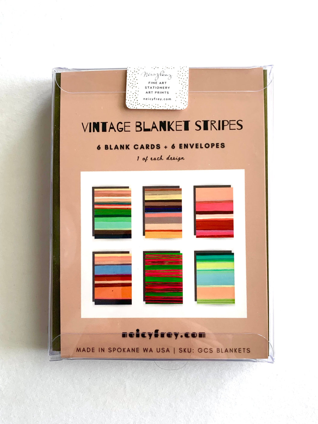 NF GCS Cozy / Cozy Blanket Stripes Assorted Boxed Card Set of 6 / $11 each