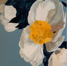 Load image into Gallery viewer, White Peony on Slate Blue 1 Giclee
