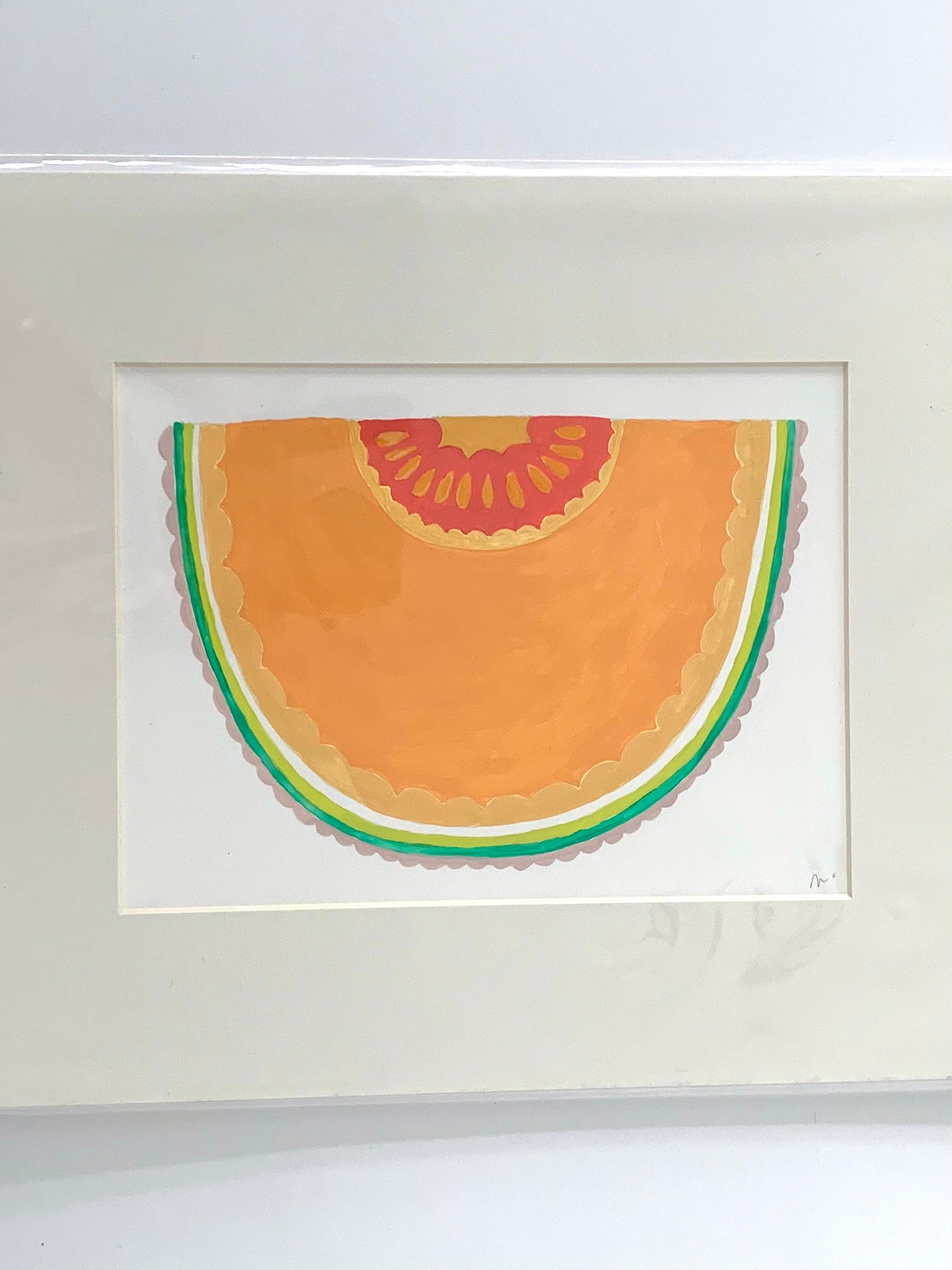 CANTALOUPE Original Gouache On Paper With 12 x 16 Mat