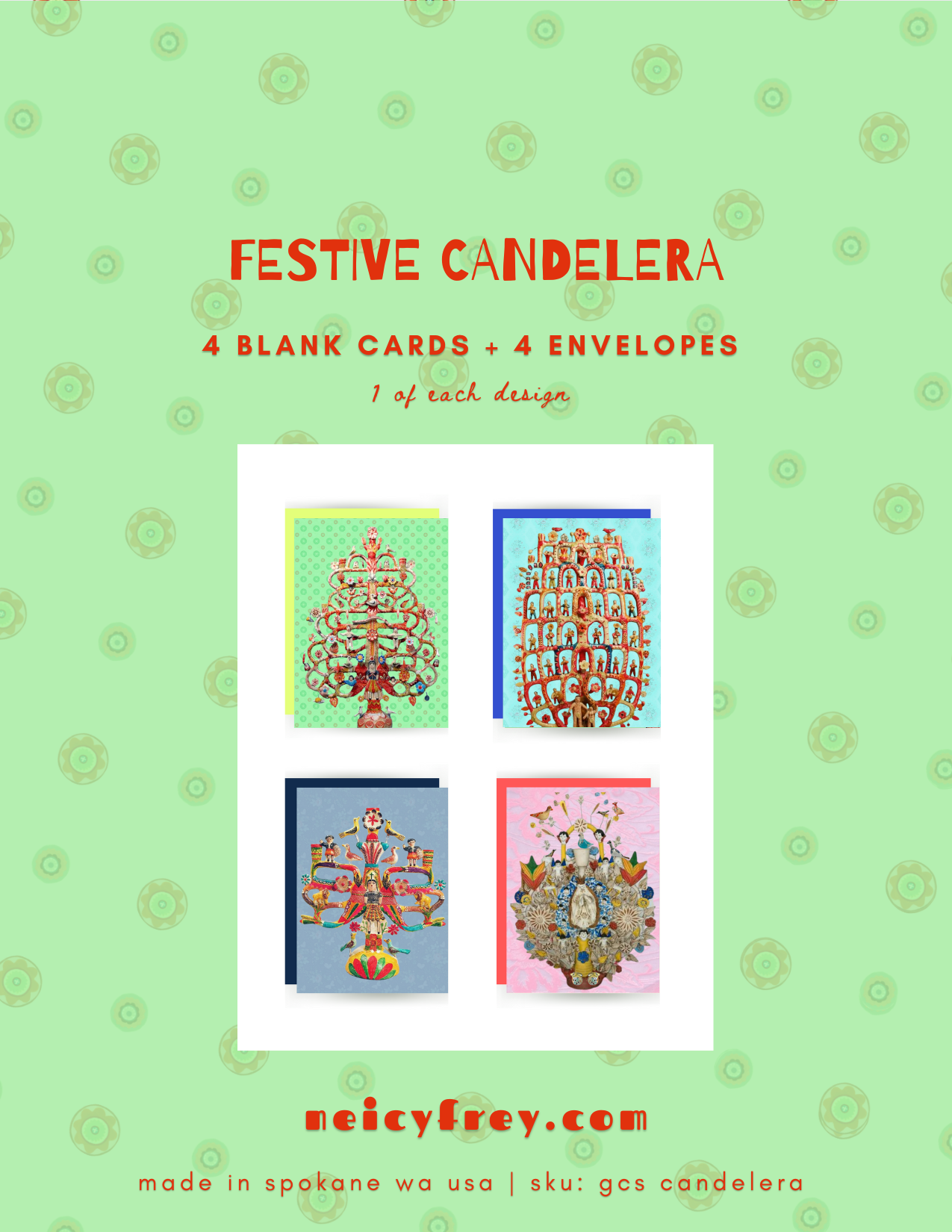 Festive Candelera Assorted Boxed Card Set of 4