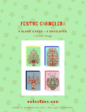 Load image into Gallery viewer, NF FCS Festive Candelera / Assorted Boxed Card Set of 4 / 3 box sets
