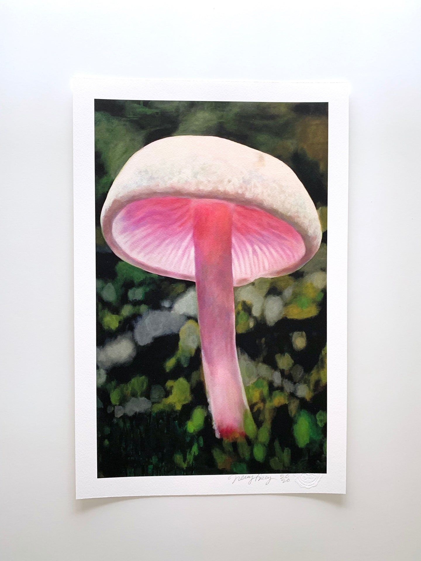 Forest Cherub Pink Mushroom Giclee